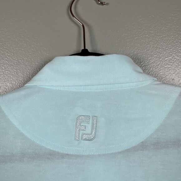 FootJoy FJ Men's Large Polo Shirt Athletic Fit Buttoned Golf Pocket Mint Green - Picture 8 of 8